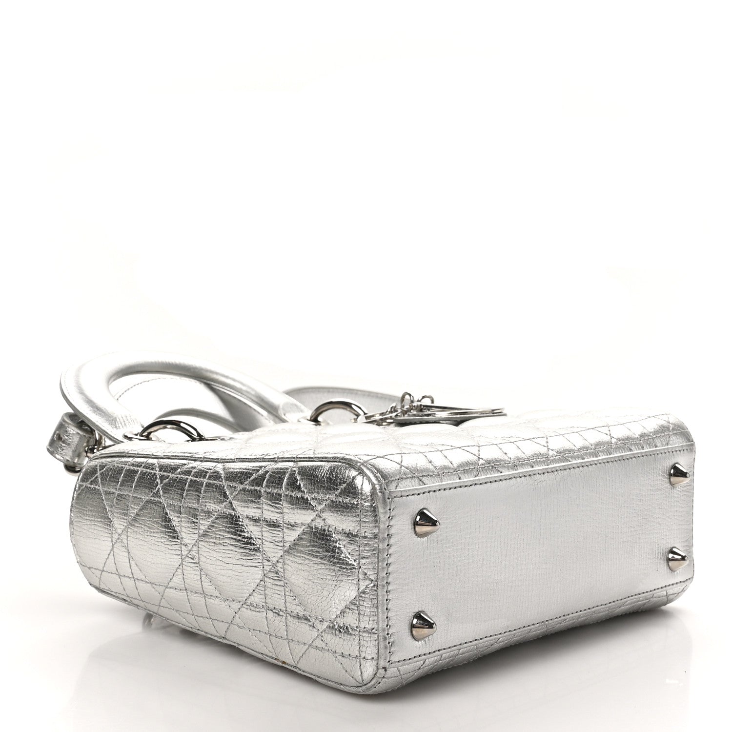 Christian Dior Metallic Grained Calfskin Cannage Small Lucky Badges My Lady Dior Silver 4 of 13