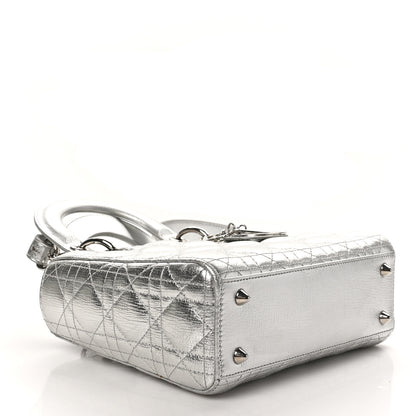 Christian Dior Metallic Grained Calfskin Cannage Small Lucky Badges My Lady Dior Silver 4 of 13
