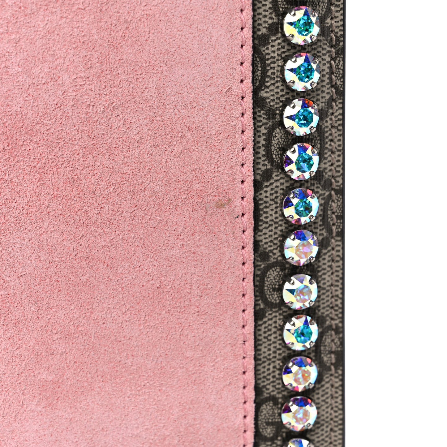 GG Supreme Monogram Suede Crystal Medium Dionysus Shoulder Bag Beige Ebony Light Peonia