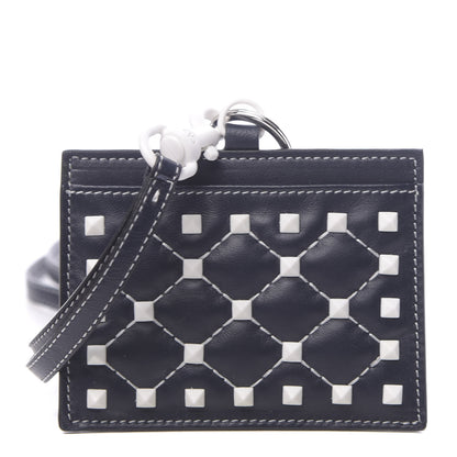 Valentino Garavani Nappa Free Rockstud Spike Badge Holder Marine 1 of 9