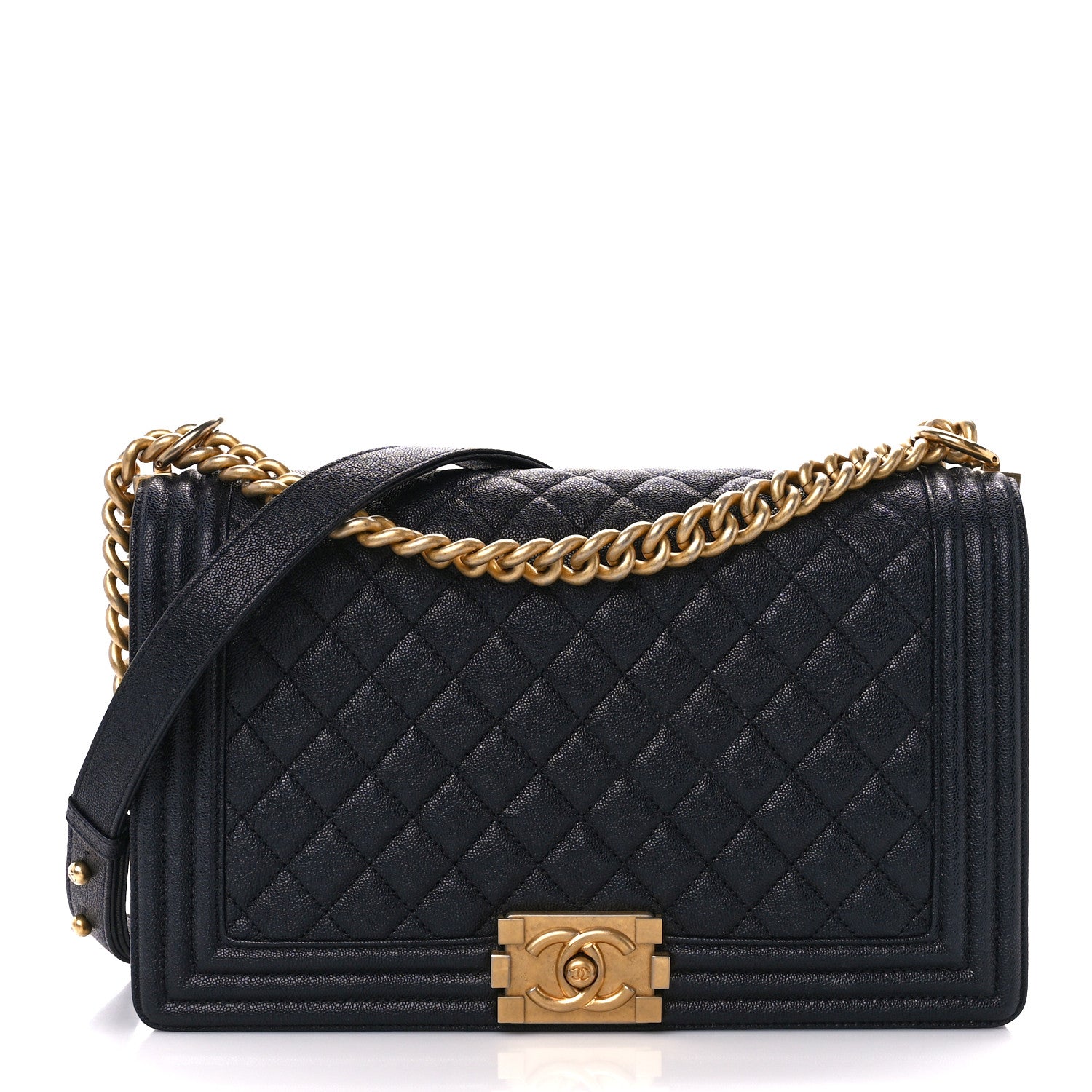 Chanel Caviar Quilted New Medium Boy Flap Navy 1 of 10