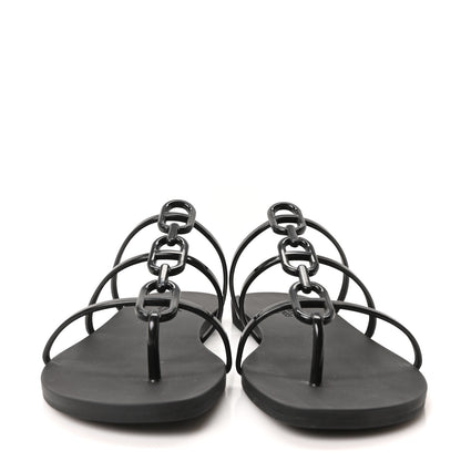 Hermes Rubber Womens Mykonos Sandals 39 Black 3 of 9