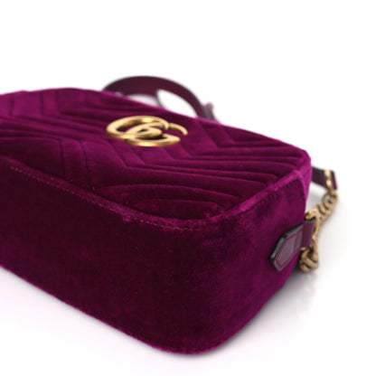 Gucci Velvet Matelasse Small GG Marmont Chain Shoulder Bag Fuchsia Violet Cyclamen 9 of 9
