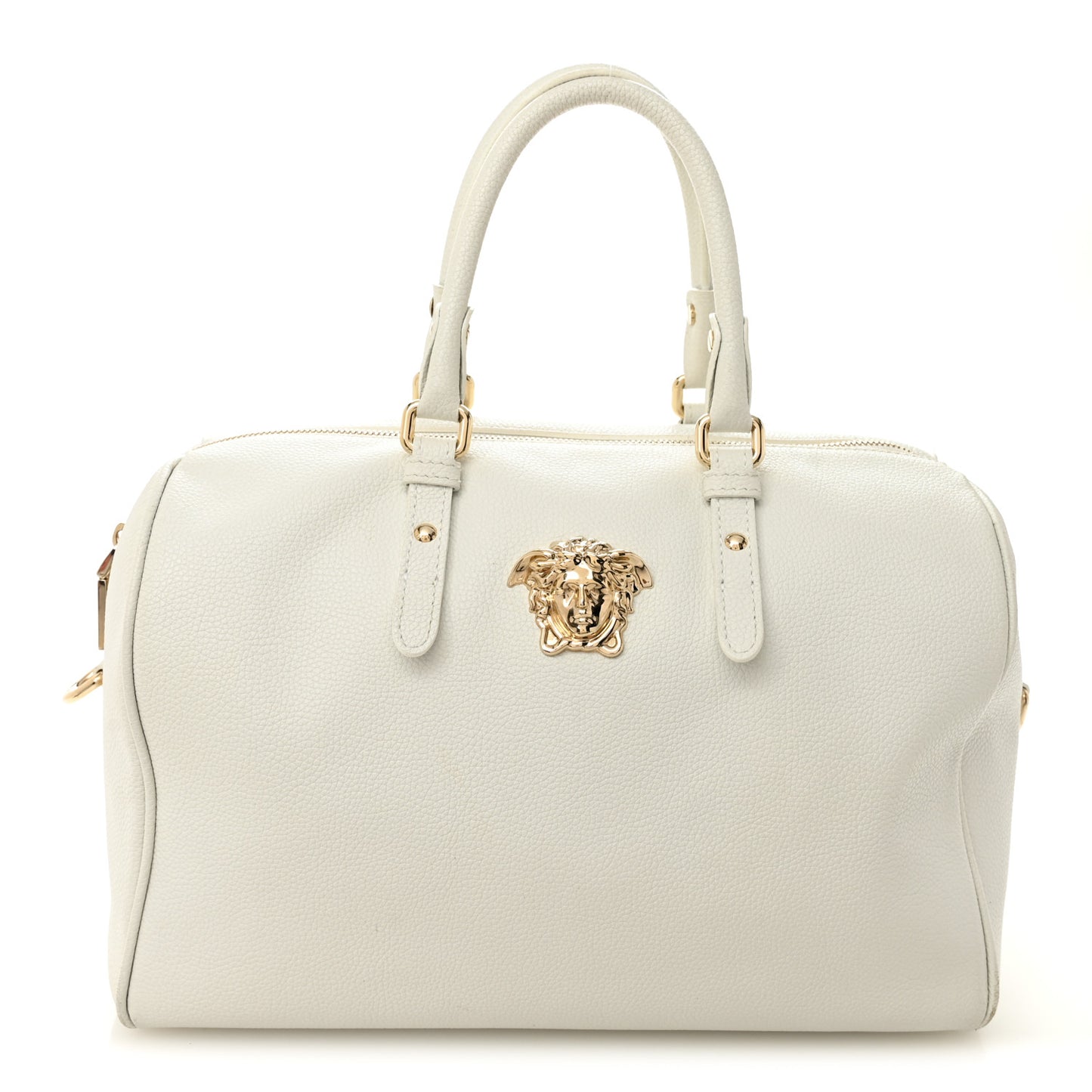 Grained Calfskin Palazzo Bowler White