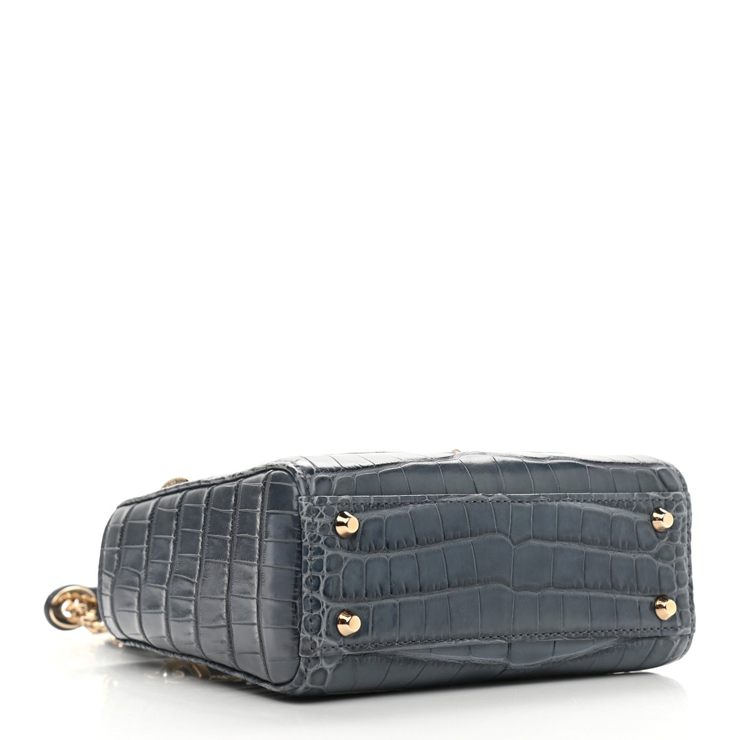 Alligator Crystal Mini Lady Dior Blue