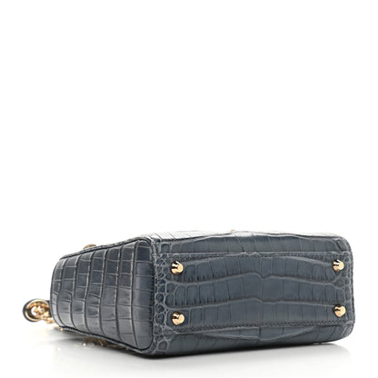 Christian Dior Alligator Crystal Mini Lady Dior Blue 4 of 9