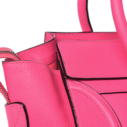 Celine Drummed Calfskin Mini Luggage Fluo Pink 6 of 11