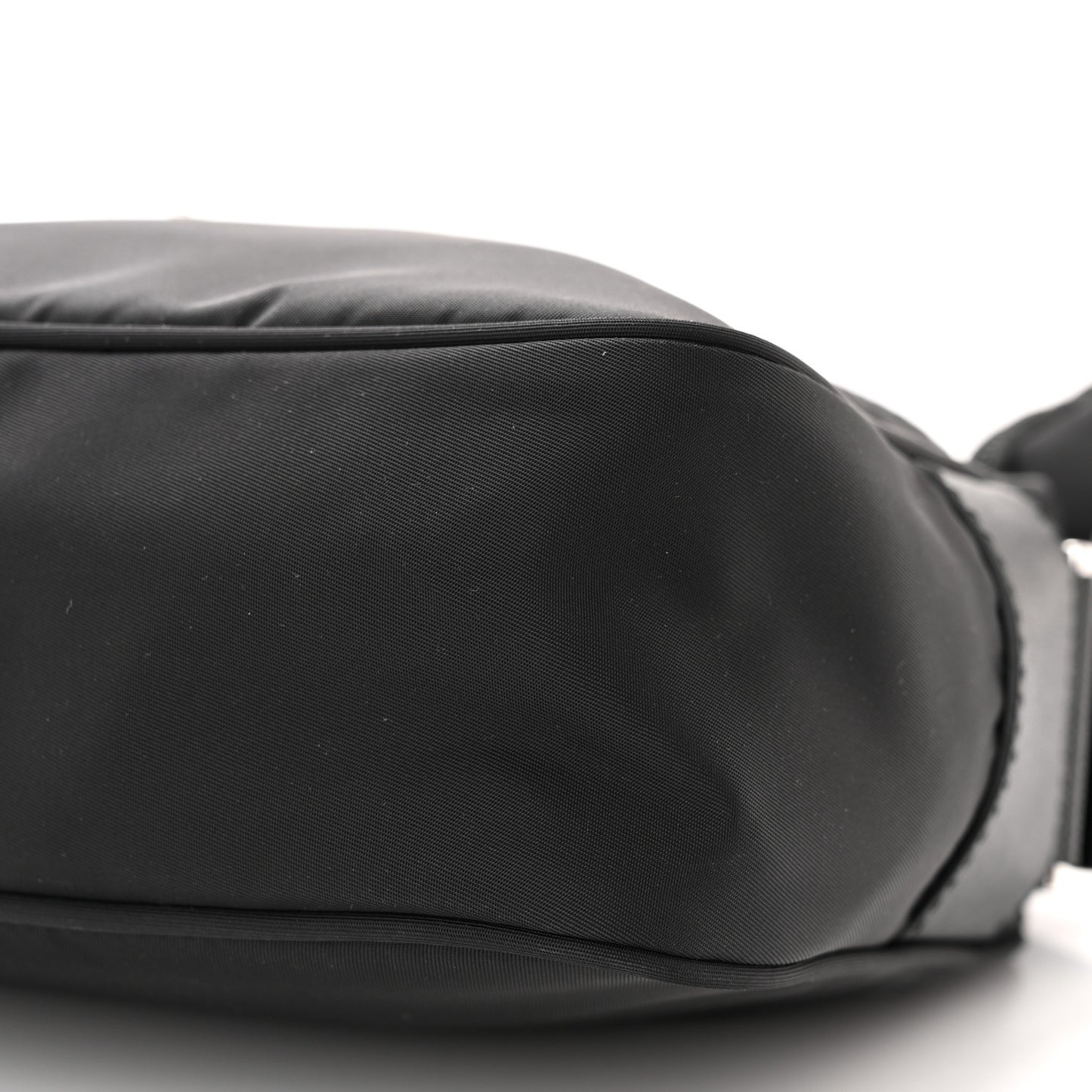 Re-Nylon Vela Saffiano Pocket Double Zip Shoulder Bag Black