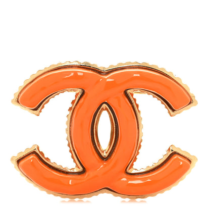 Chanel Metal Enamel CC Brooch Gold Orange 1 of 4