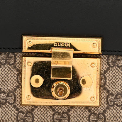 Gucci GG Supreme Monogram Calfskin Small Padlock Shoulder Bag Beige Black Cuir 11 of 13