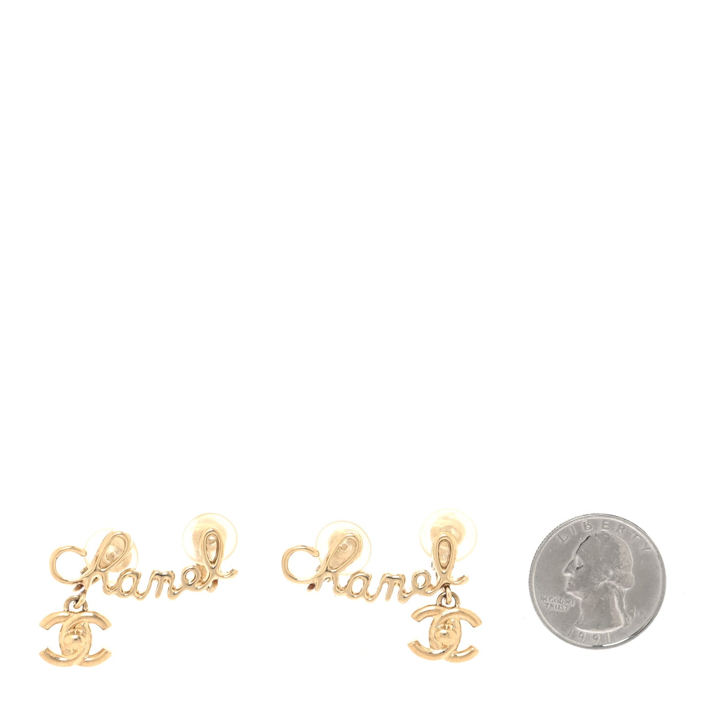 Metal Logo CC Turnlock Clip On Earrings Gold