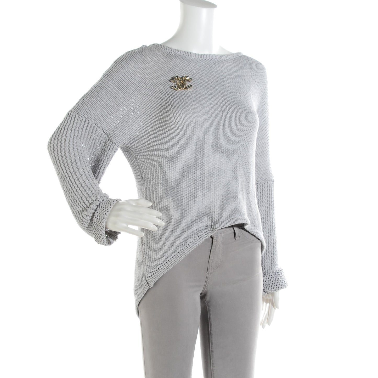 Gripoix Poured Glass CC Brooch Gold