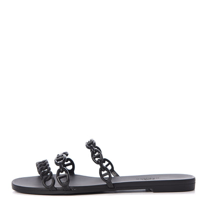 Hermes Rubber Chaine d'Ancre Rivage Sandals 36 Black 1 of 8