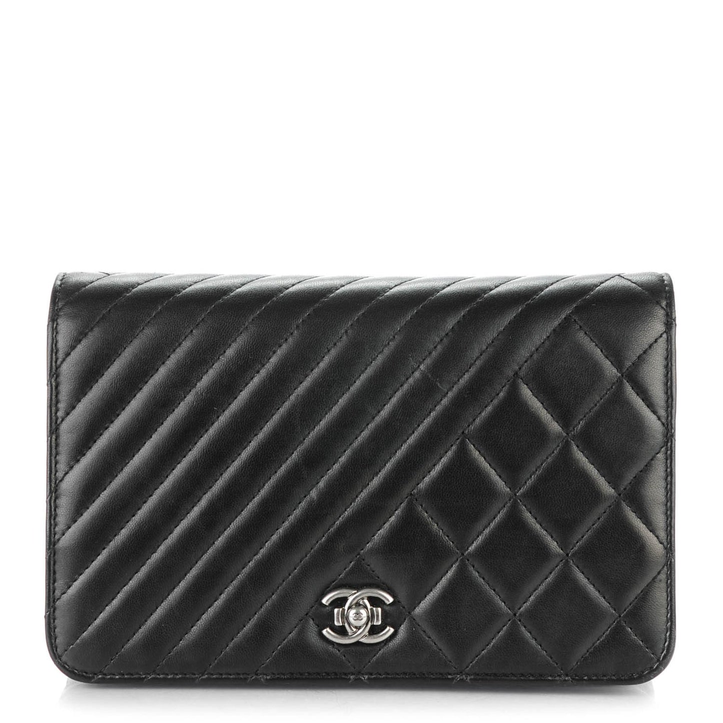 Lambskin Quilted Coco Boy Wallet On Chain WOC Black