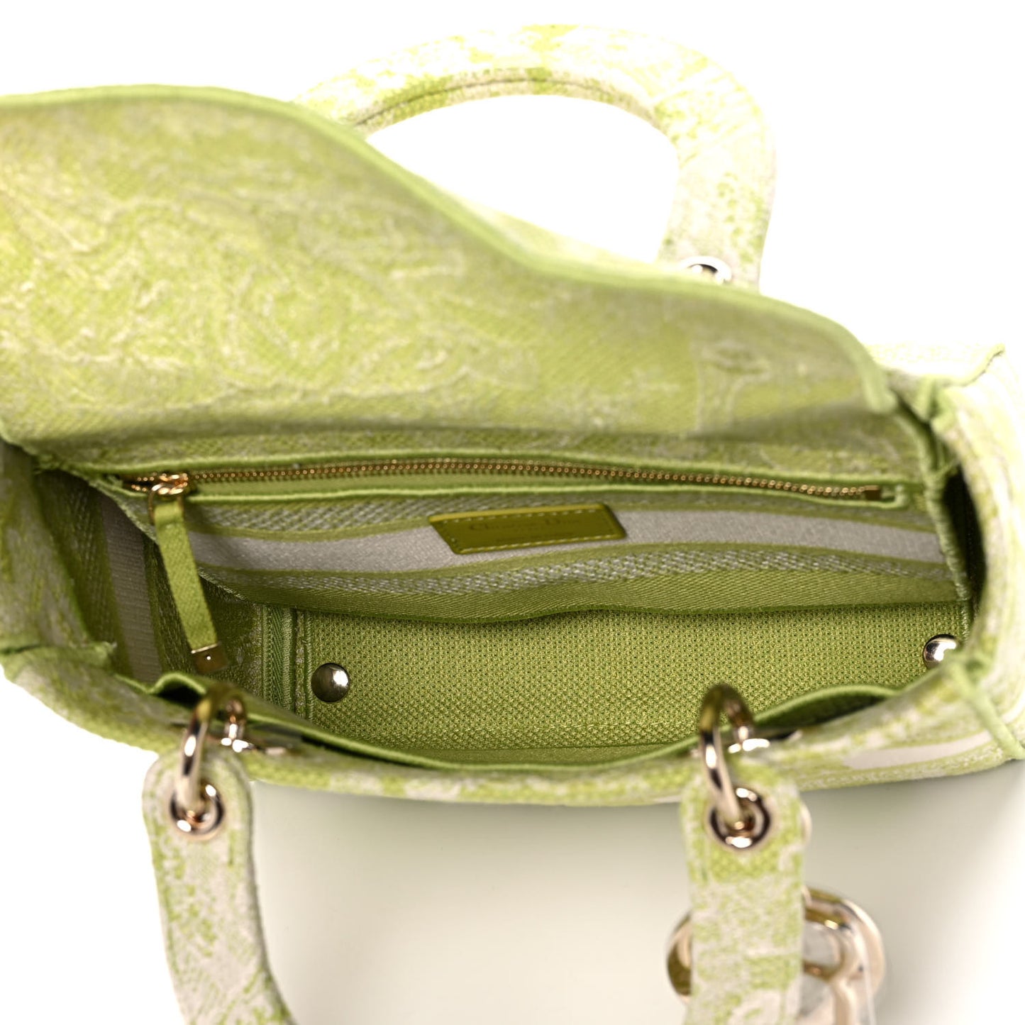 Canvas Toile De Jouy Reverse Embroidered Medium Lady D-Lite Green