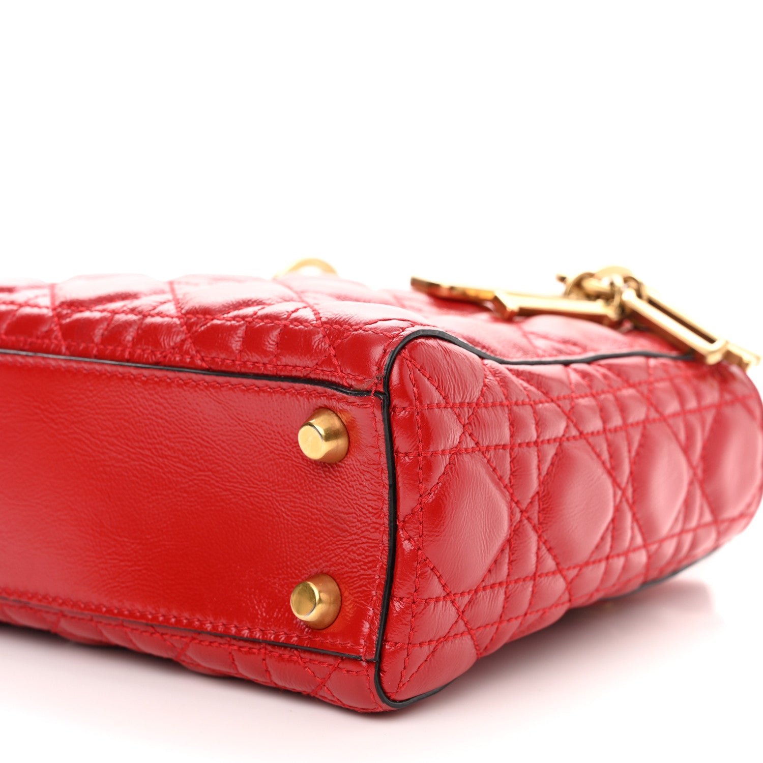 Christian Dior Crinkled Patent Cannage Small Lucky Badges My Lady Dior Red 10 of 10