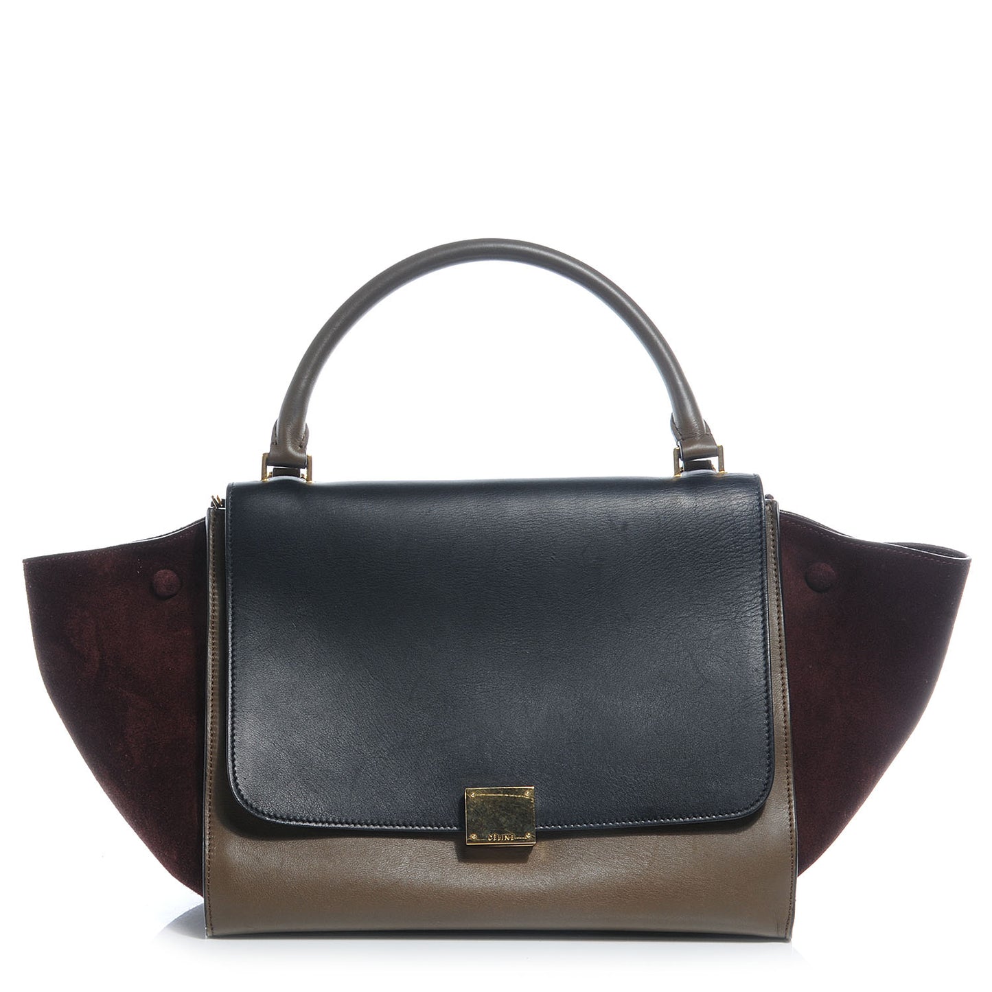 Calfskin and Suede Small Tri-Color Trapeze Black