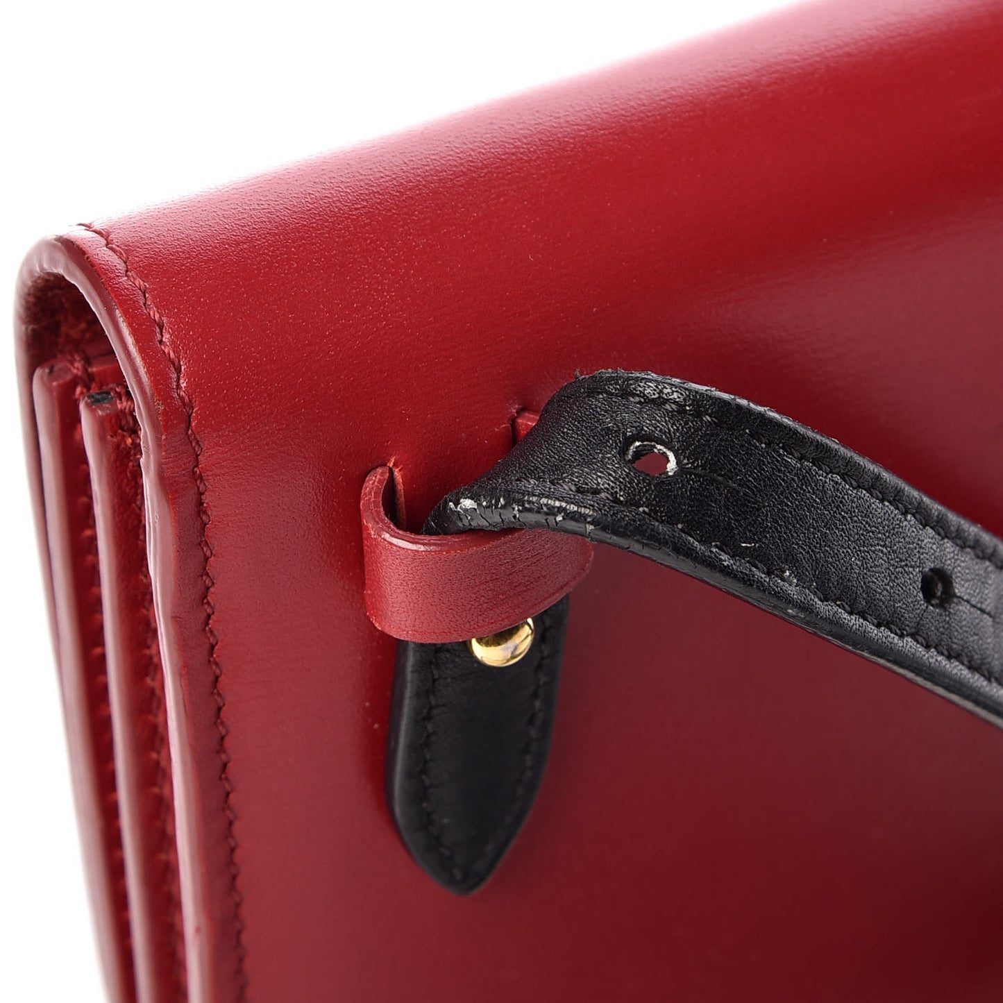 Box Calfskin Multifunction Strap Wallet Coquelicot
