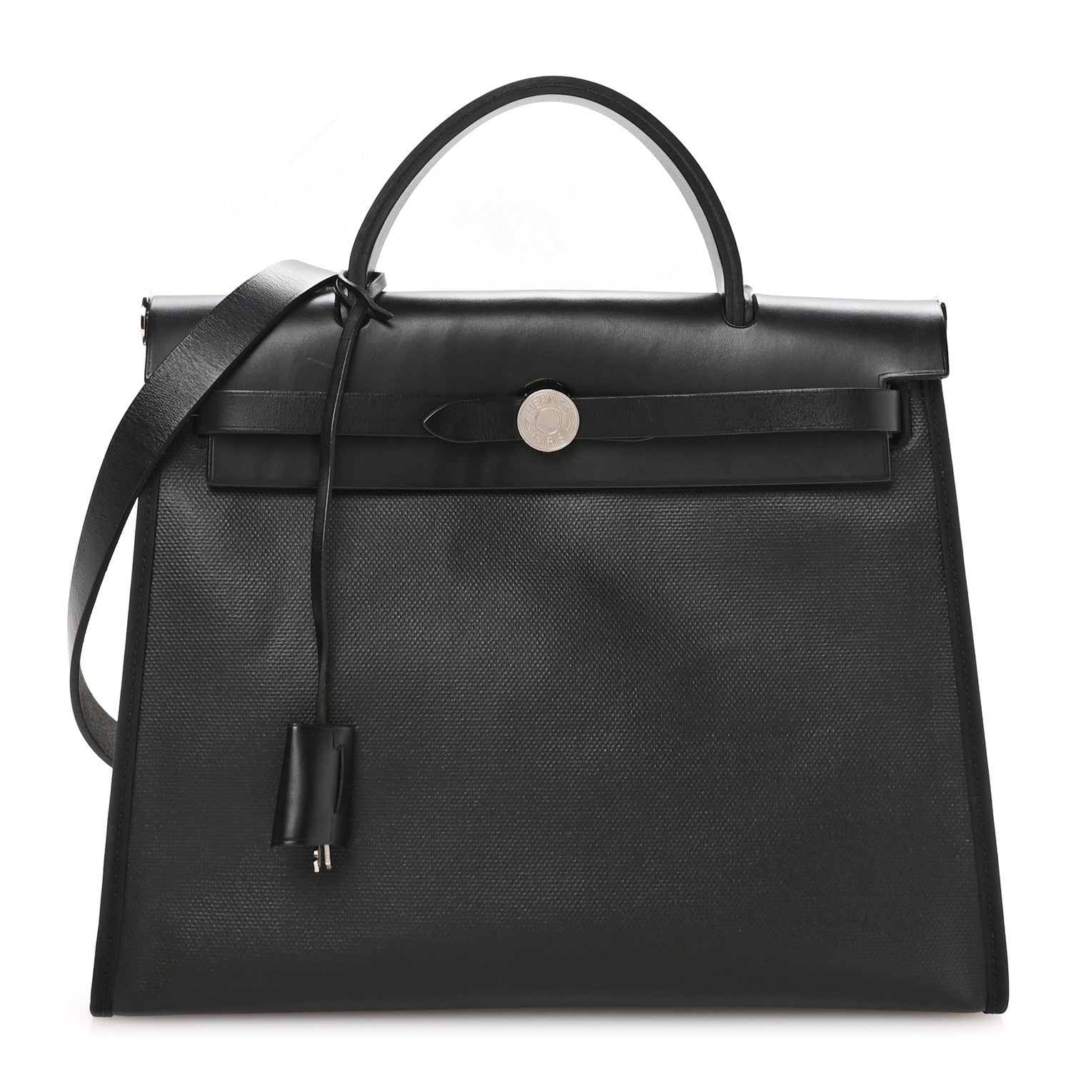 Hermes Toile H Berline Vache Hunter Herbag Zip PM 31 Black Ecru 1 of 12