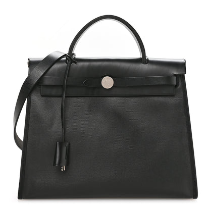 Hermes Toile H Berline Vache Hunter Herbag Zip PM 31 Black Ecru 1 of 12