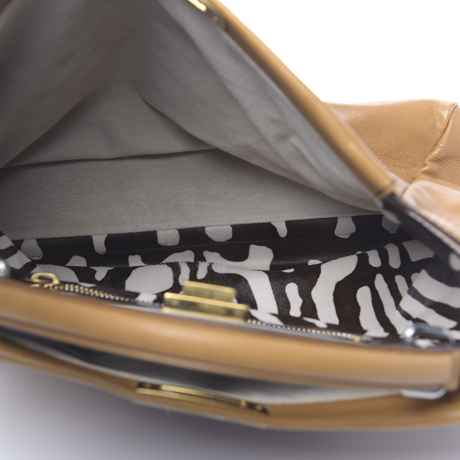 Fendi Goatskin Calf Hair Large Peekaboo Iconic Satchel Cuoio Moro 7 of 12