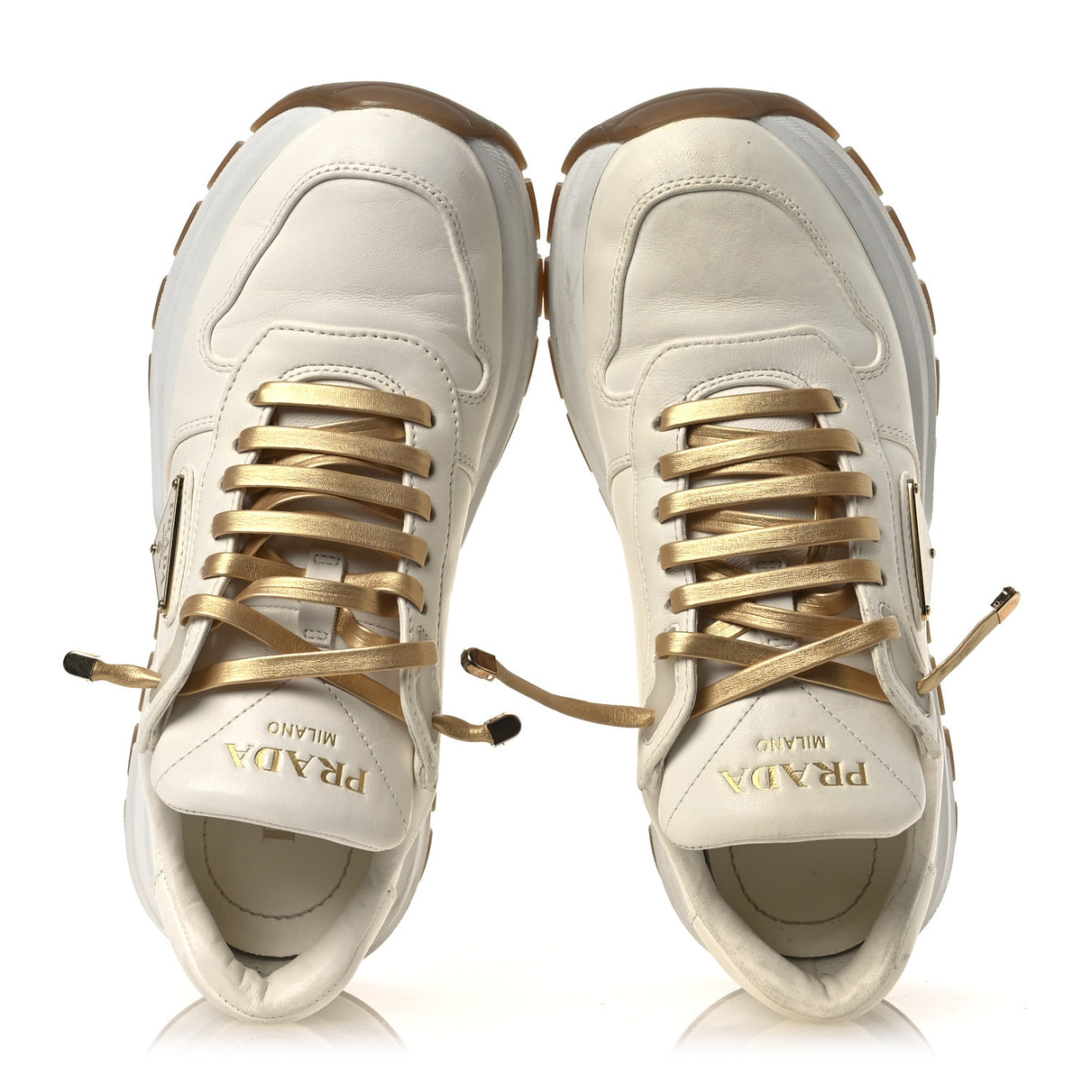 Prada Nappa Metal Triangle Logo Womens Prax 01 45mm Sneakers 36.5 Avorio 2 of 15