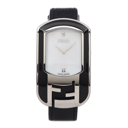 Fendi Stainless Steel Calfskin Diamond Mother of Pearl Enamel 29mm Chameleon Quartz Watch 1 of 7