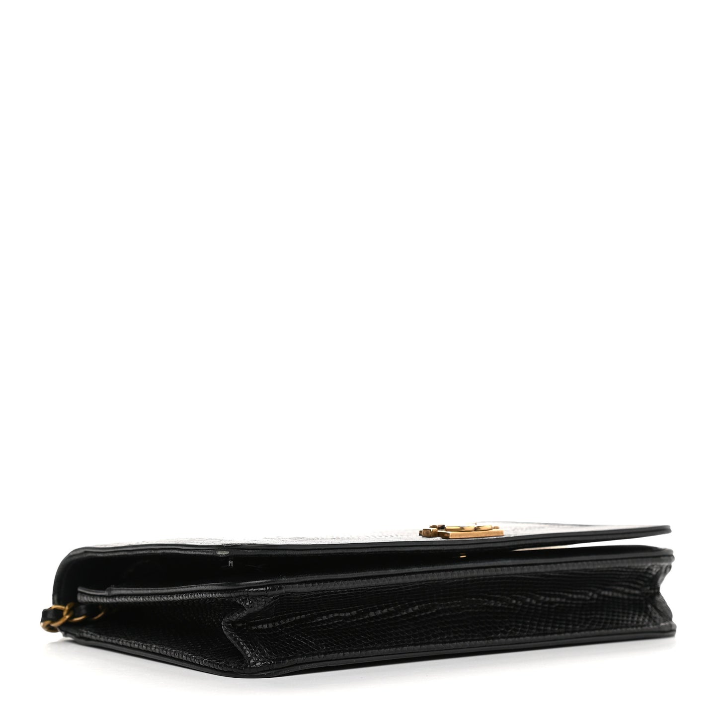 Lizard Calfskin Boy Wallet on Chain WOC Black