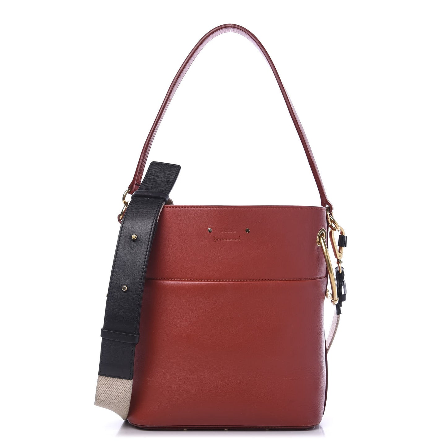 Smooth Calfskin Medium Roy Bucket Bag Earthy Red