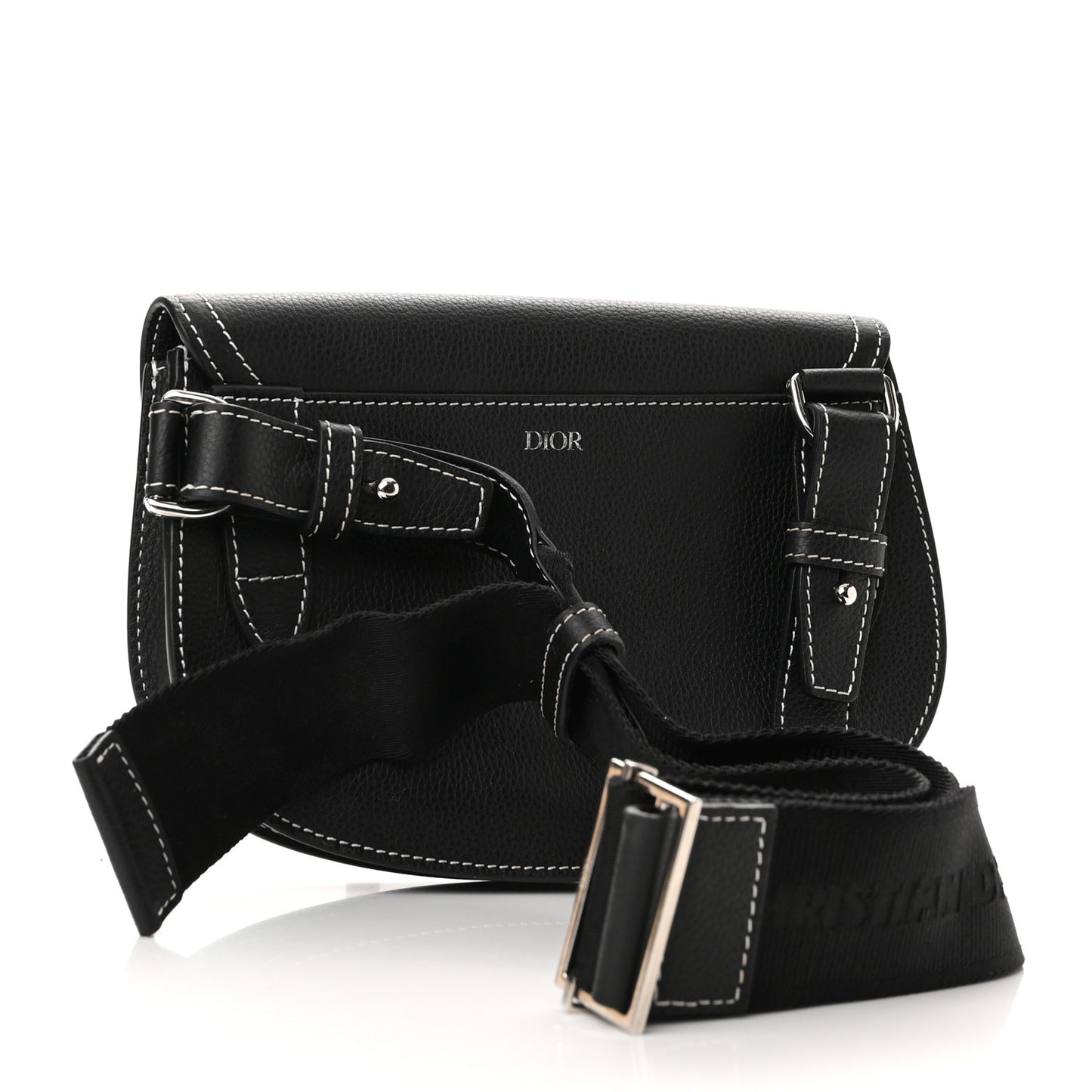 X KAWS Grained Calfskin Saddle Pouch Black