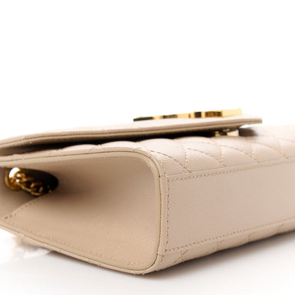 Saint Laurent Grain De Poudre Textured Mixed Matelasse Triquilt Small Monogram Satchel Dark Beige 9 of 11
