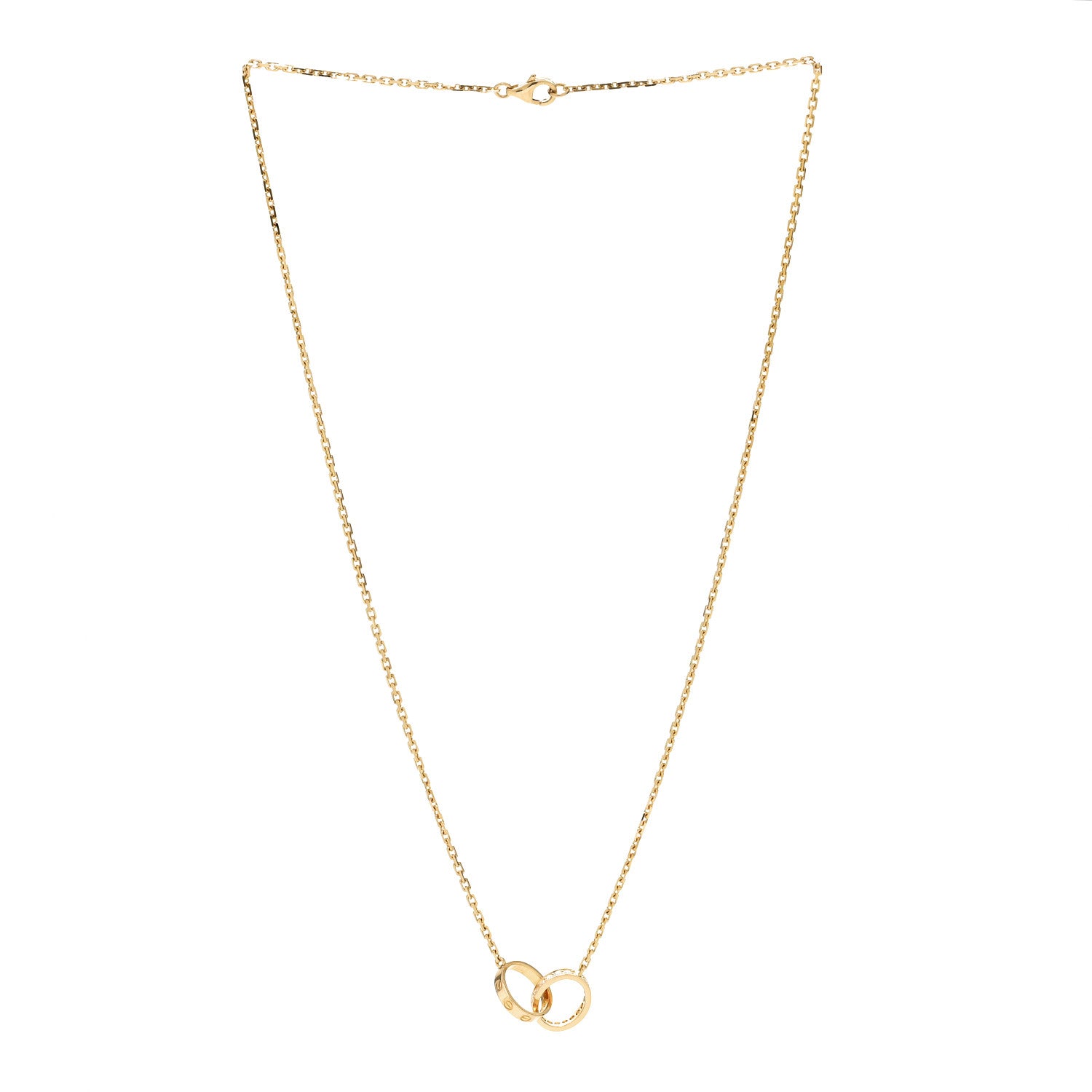 Cartier 18K Yellow Gold Diamond Interlocking LOVE Necklace 3 of 8