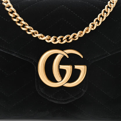 Gucci Velvet Matelasse GG Marmont Chain Wallet Black 7 of 10