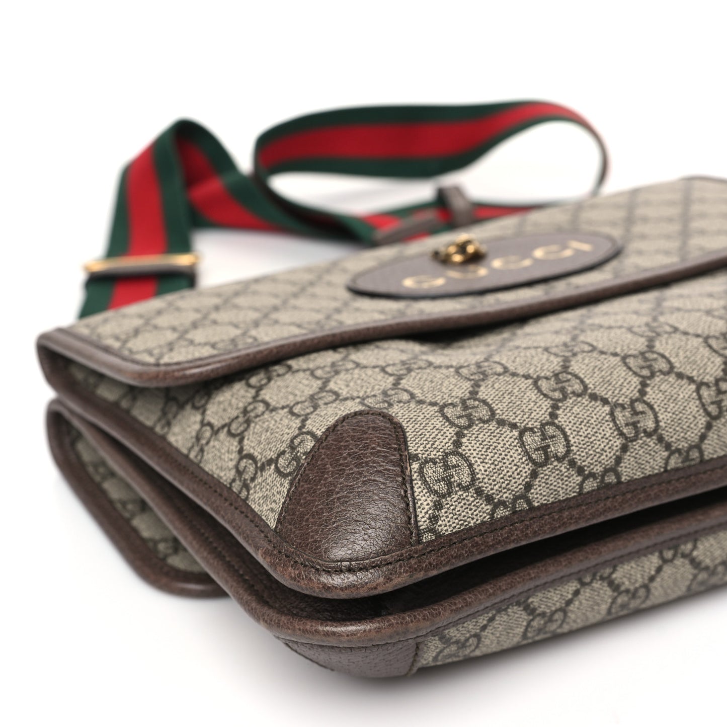 GG Supreme Monogram Web Neo Vintage Double Flap Messenger Bag Beige New Acero