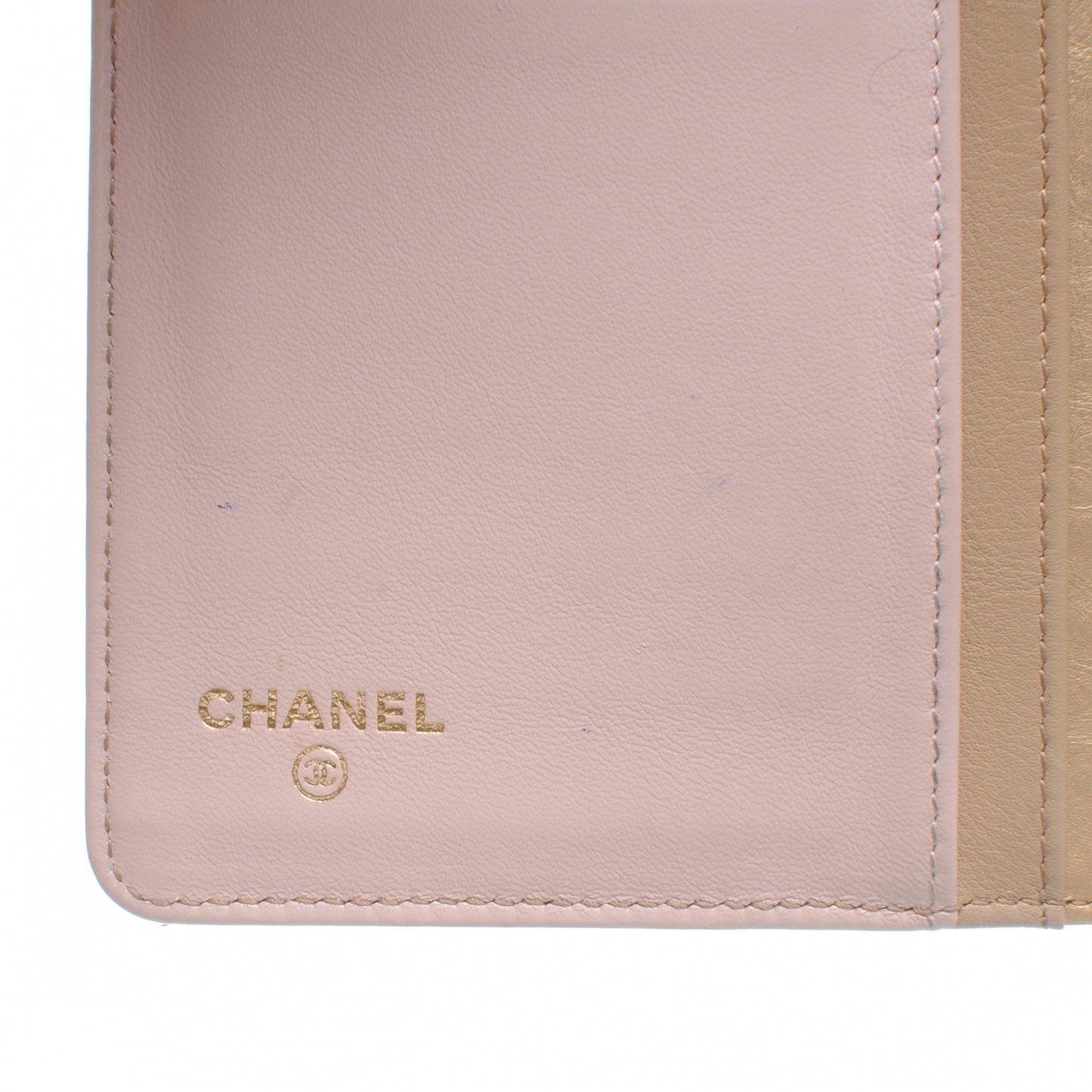 Leather Quilted Yen Wallet Gold