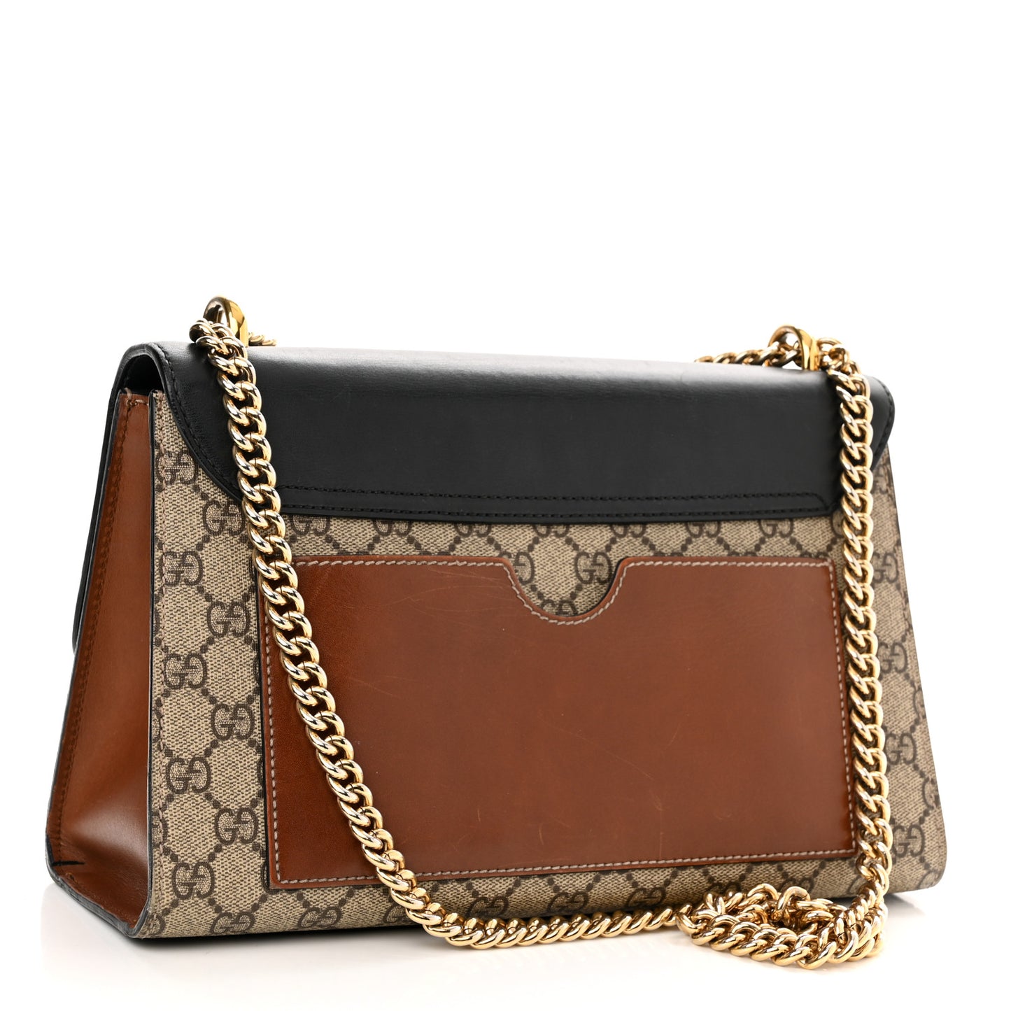GG Supreme Monogram Calfskin Medium Padlock Shoulder Bag Beige Black Cuir