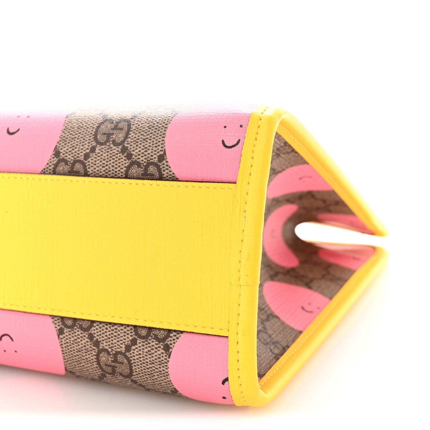 GG Supreme Monogram Childrens Printed Smile Tote Beige Dark Brown Yellow Pink
