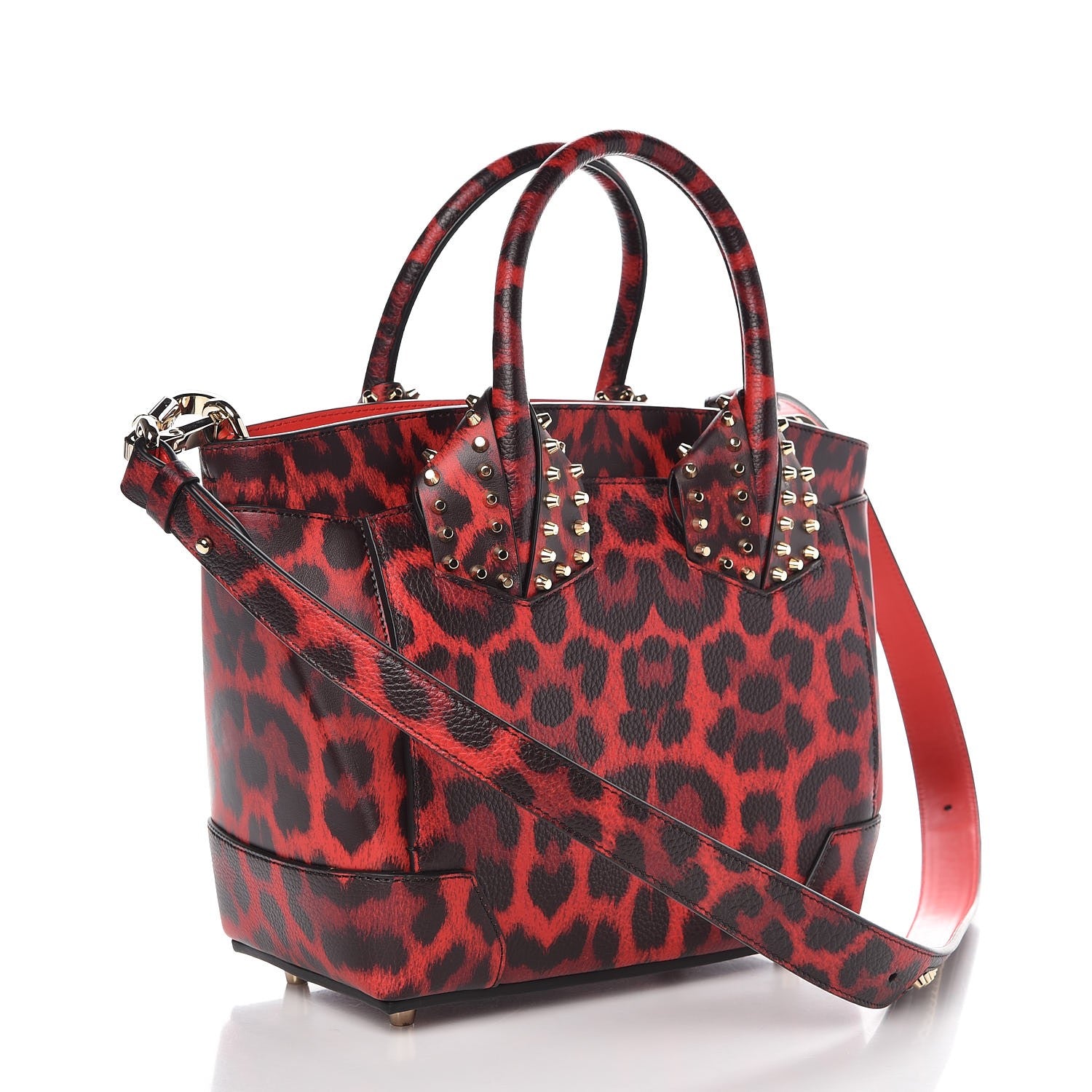Christian Louboutin Calfskin Empire Leopard Print Small Eloise Tote Red 3 of 7