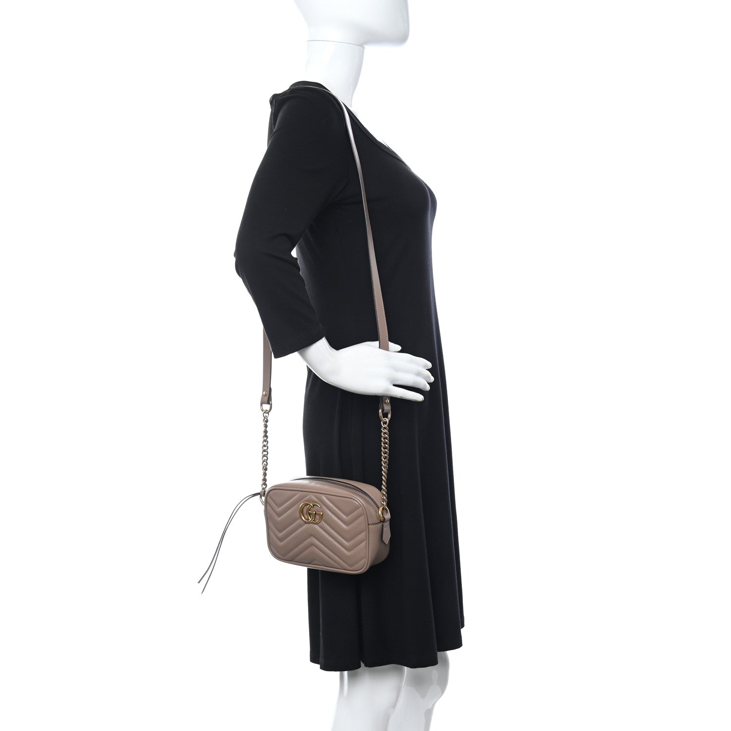 Gucci Calfskin Matelasse Mini GG Marmont Chain Shoulder Bag Porcelain Rose 2 of 11