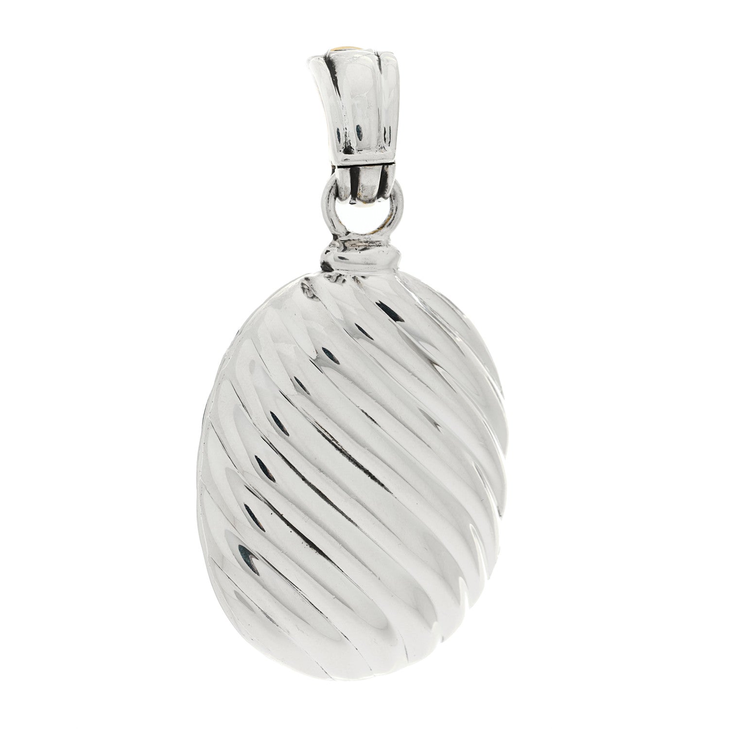 David Yurman Sterling Silver 18K Yellow Gold Sculpted Cable Oval Locket Amulet Pendant 1 of 3