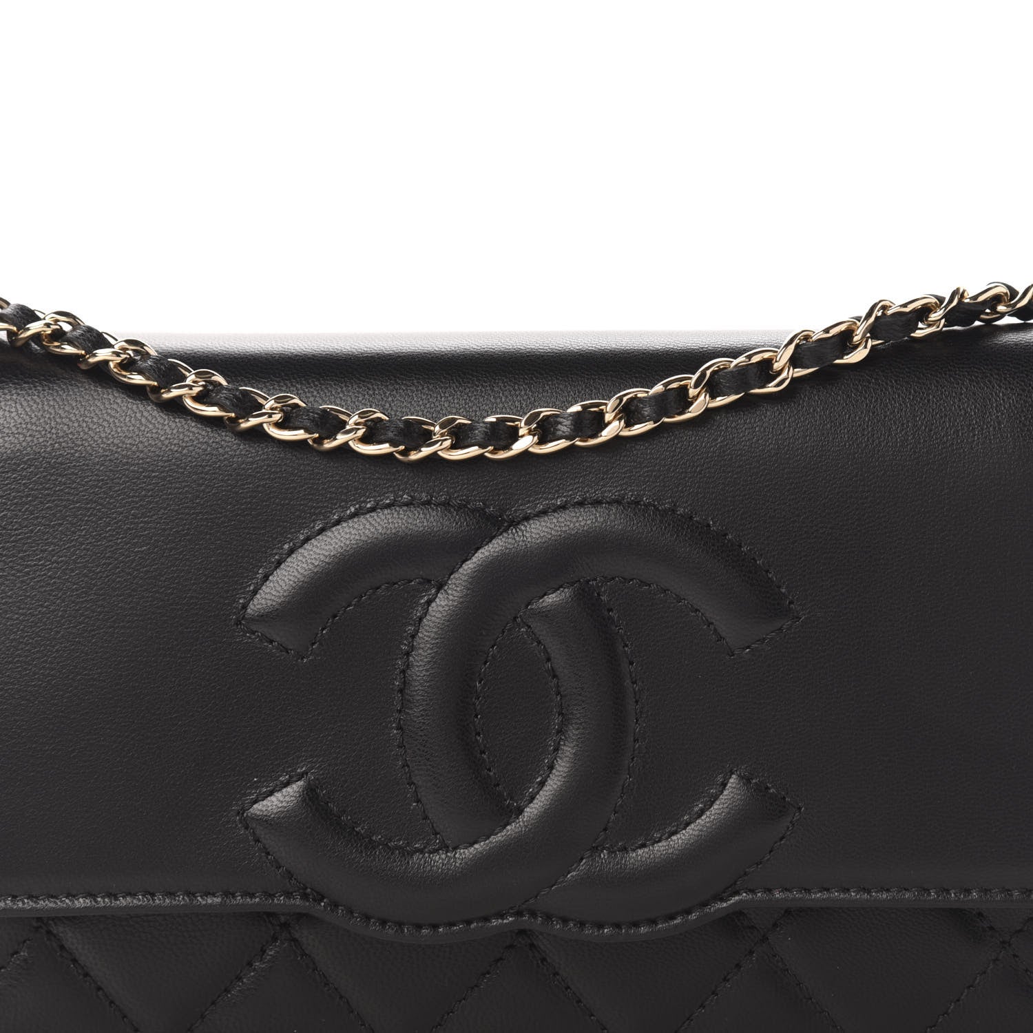 Chanel Goatskin Quilted Timeless CC Wallet On Chain WOC Black 12 of 12