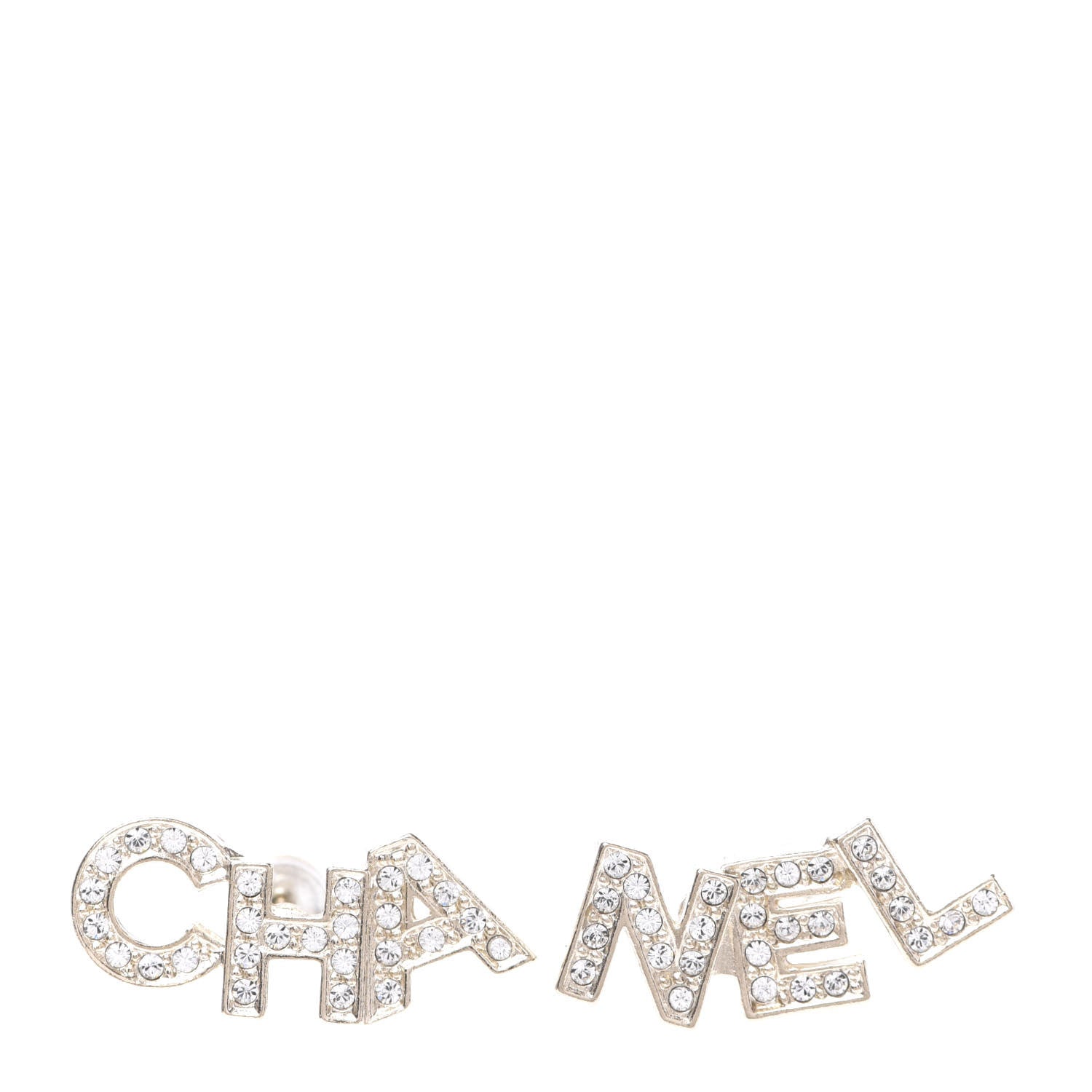 Chanel Crystal Pearl Signature Stud Earrings Gold 1 of 6