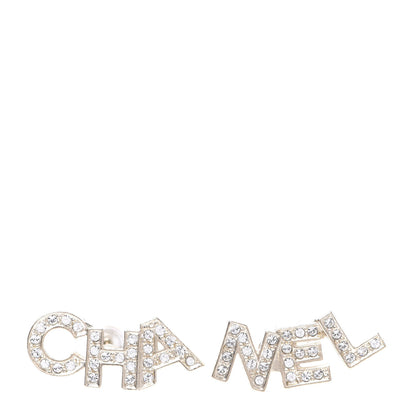 Chanel Crystal Pearl Signature Stud Earrings Gold 1 of 6
