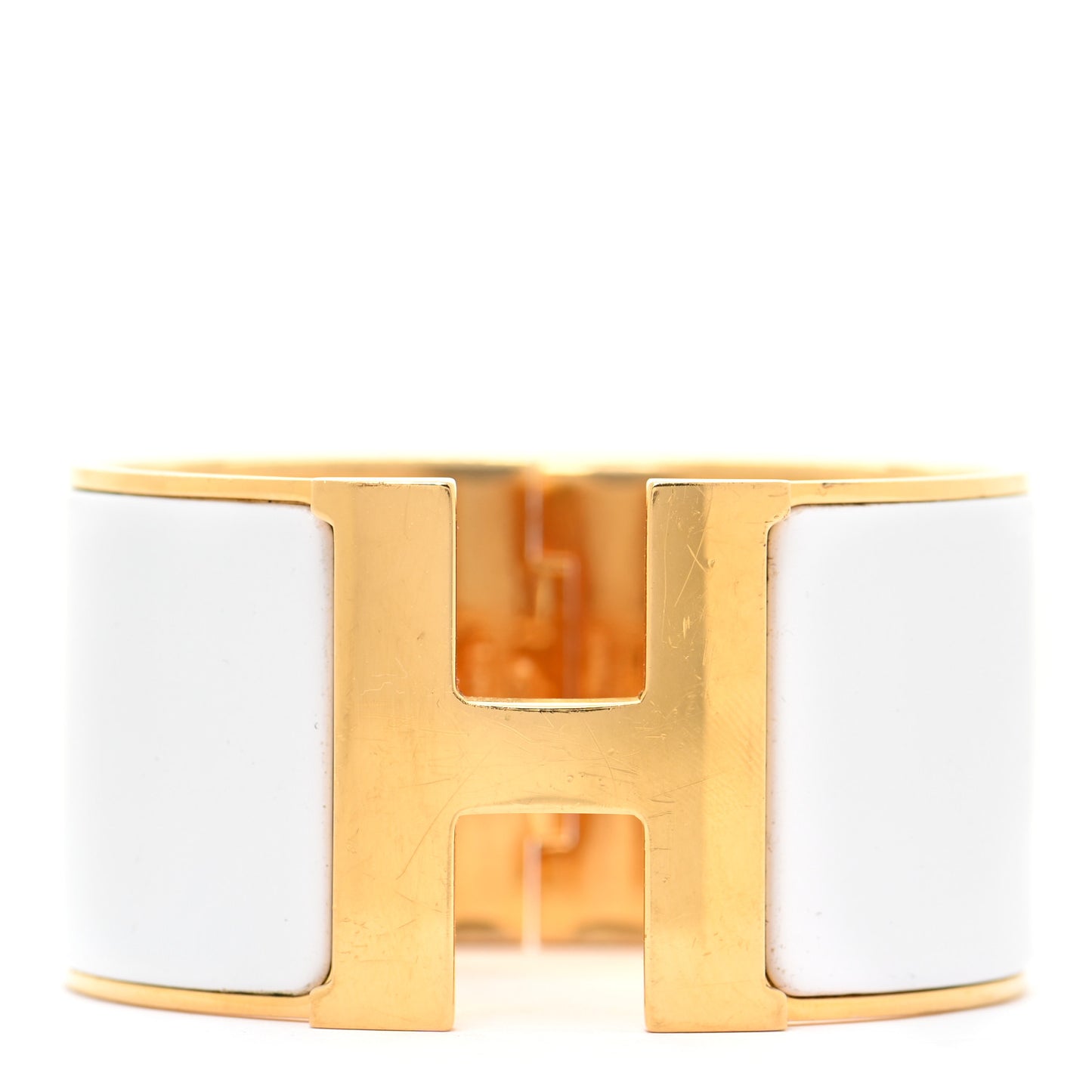 Enamel Extra Wide Clic Clac H Bracelet PM White
