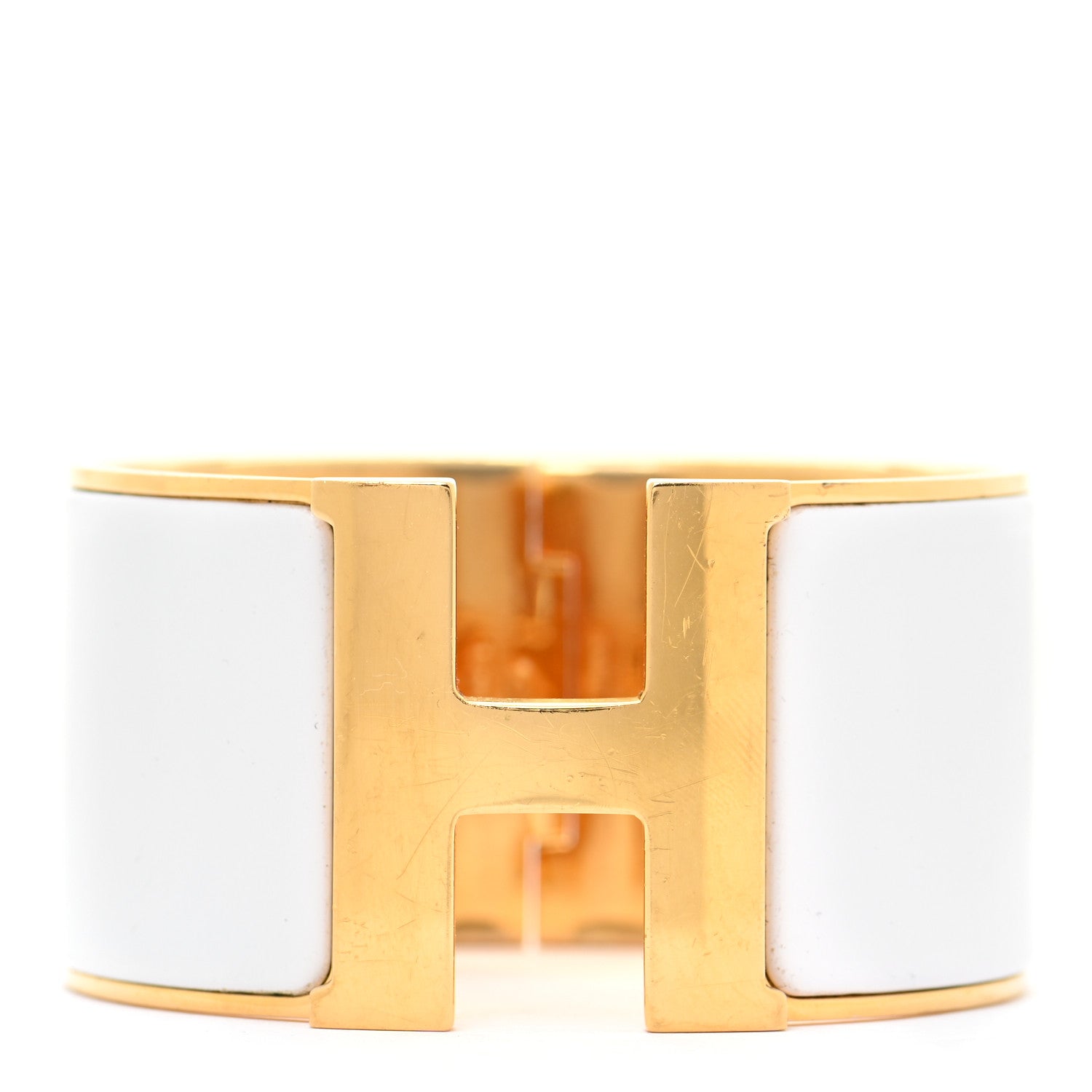 Hermes Enamel Extra Wide Clic Clac H Bracelet PM White 1 of 11