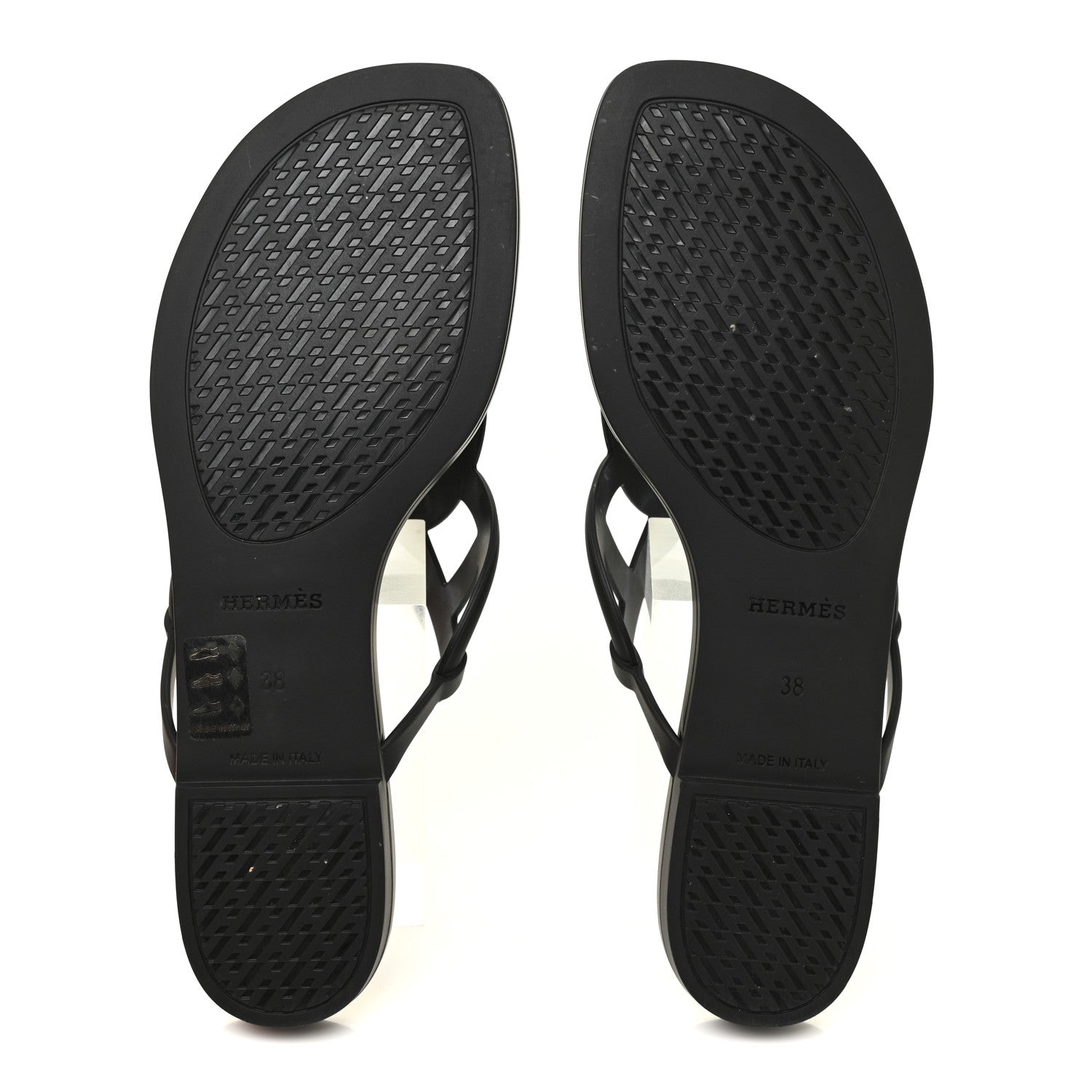 Hermes Rubber Womens Egerie Sandals 38 Black 5 of 10