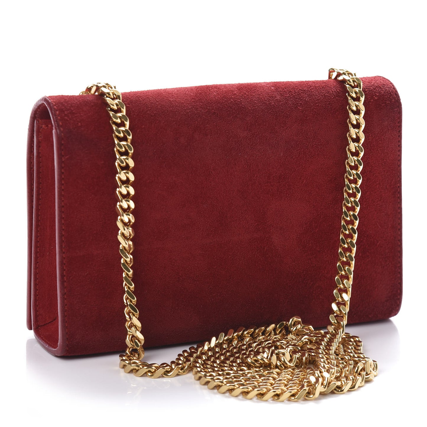 Suede Small Classic Monogram Kate Tassel Satchel Red