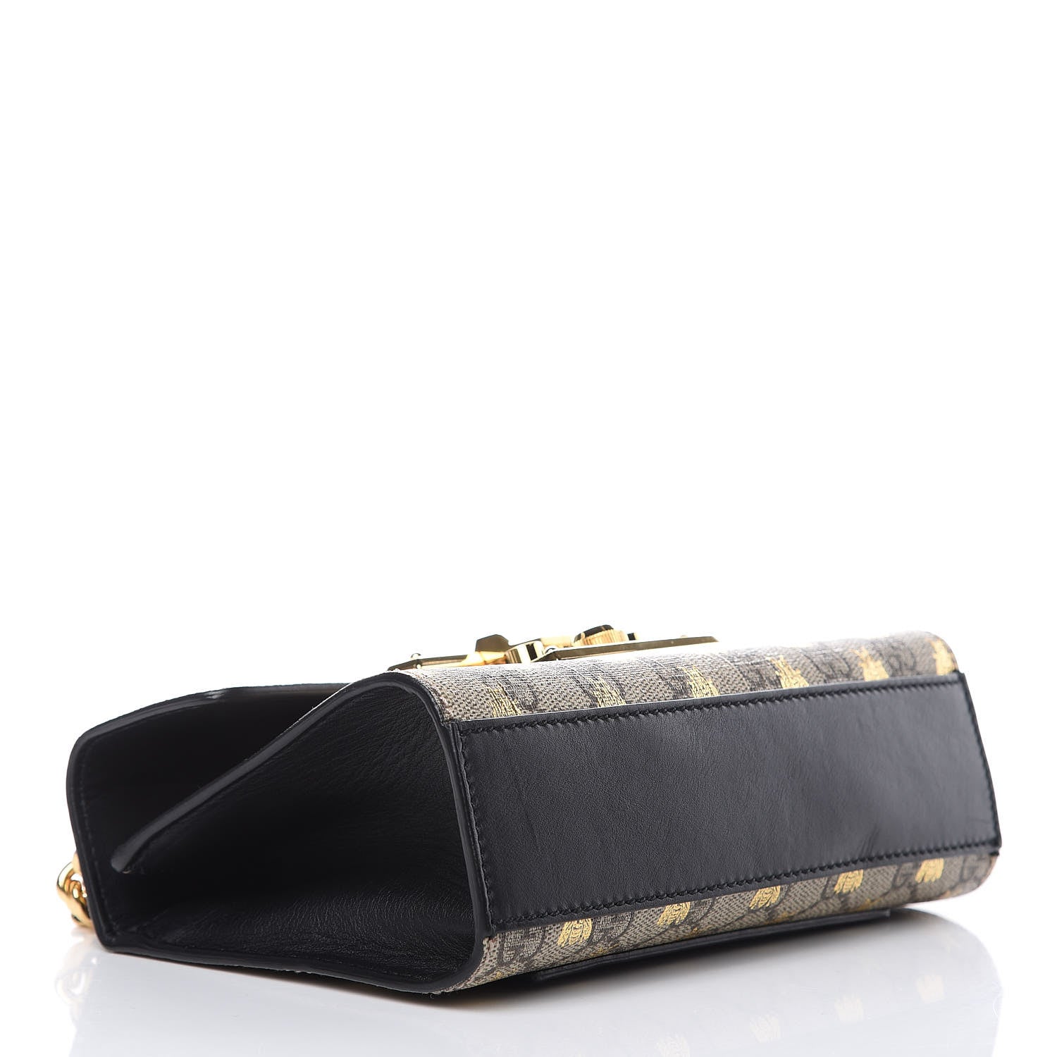 Gucci GG Supreme Monogram Bees Small Padlock Shoulder Bag Black 4 of 14