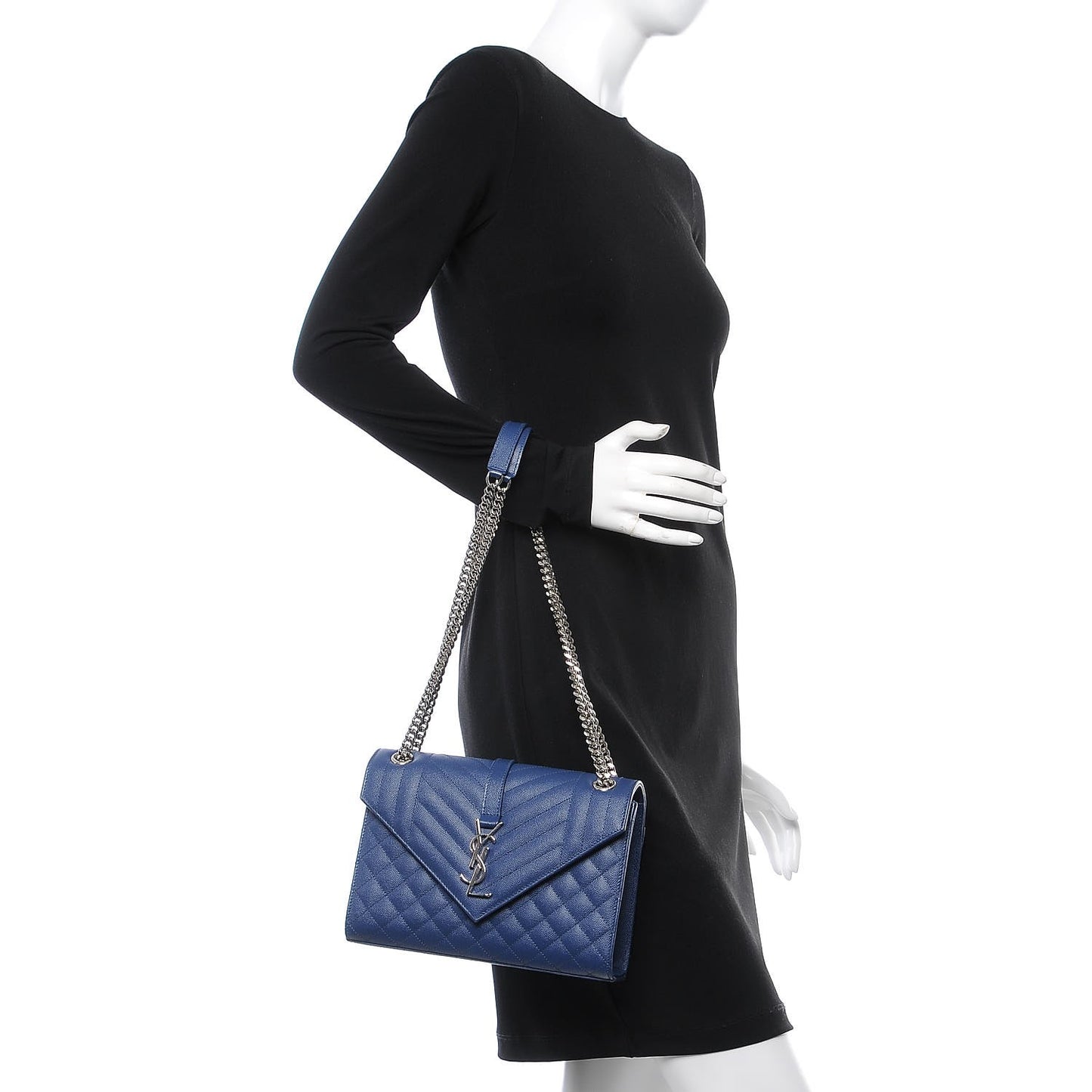 Grain De Poudre Textured Mixed Matelasse Triquilt Medium Monogram Satchel Denim