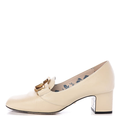 Gucci Malaga Kid GG Victoire 55mm Loafer Pumps 37 Vintage White 1 of 10